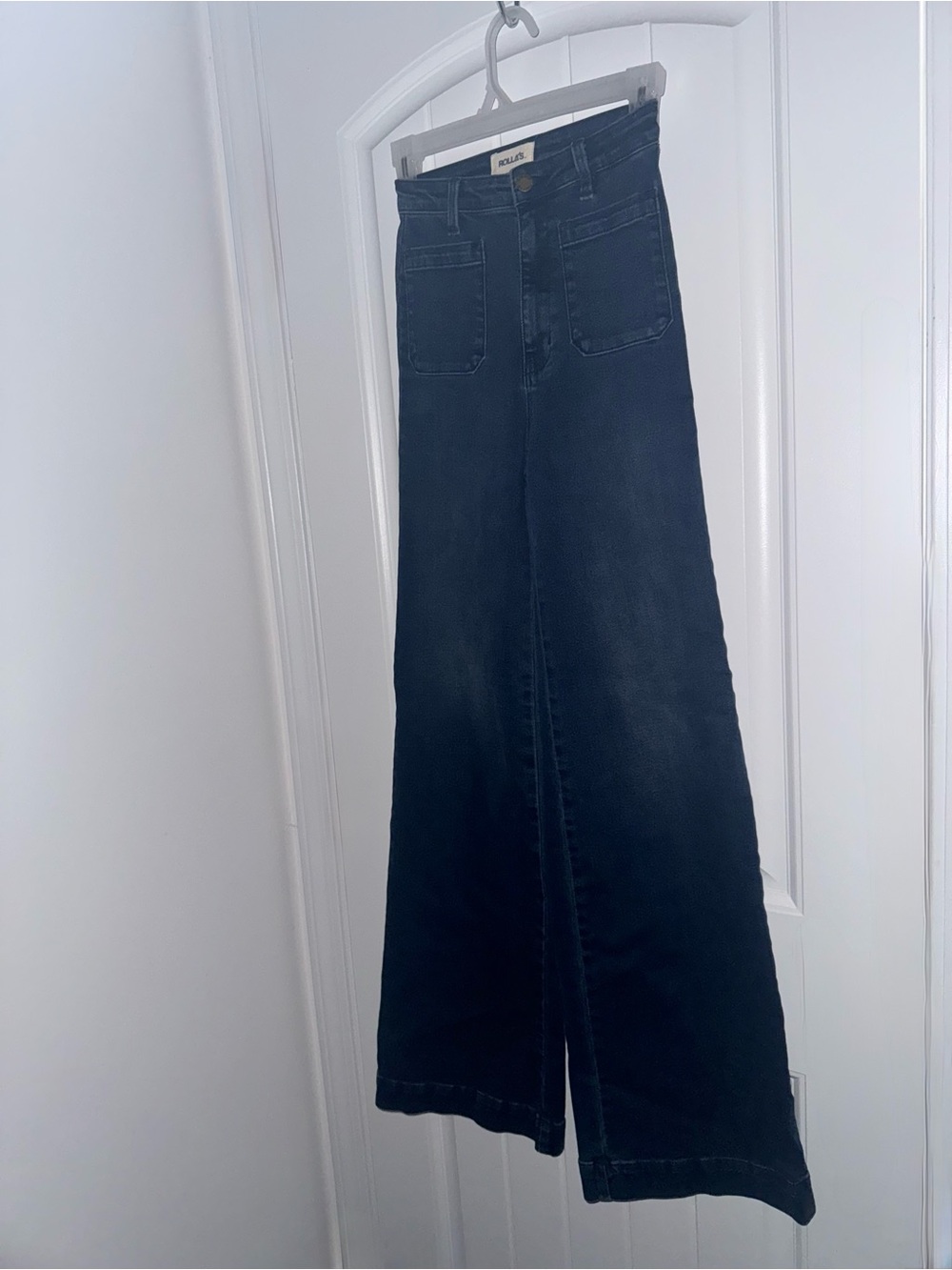 Rolla’s Sailor Jeans Size 23 Dark Wash High Rise Wide Leg Patch Pockets